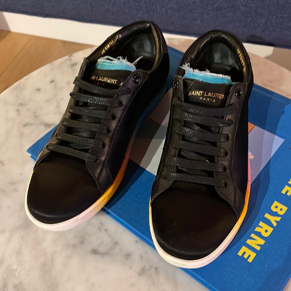 💥 Closet Clear Out Sale Authentic Saint Laurent Rainbow Sneakers sz 7.5 Italy - Picture 9 of 11